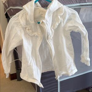 First Impressions White Hoodie with Ruffle Trim